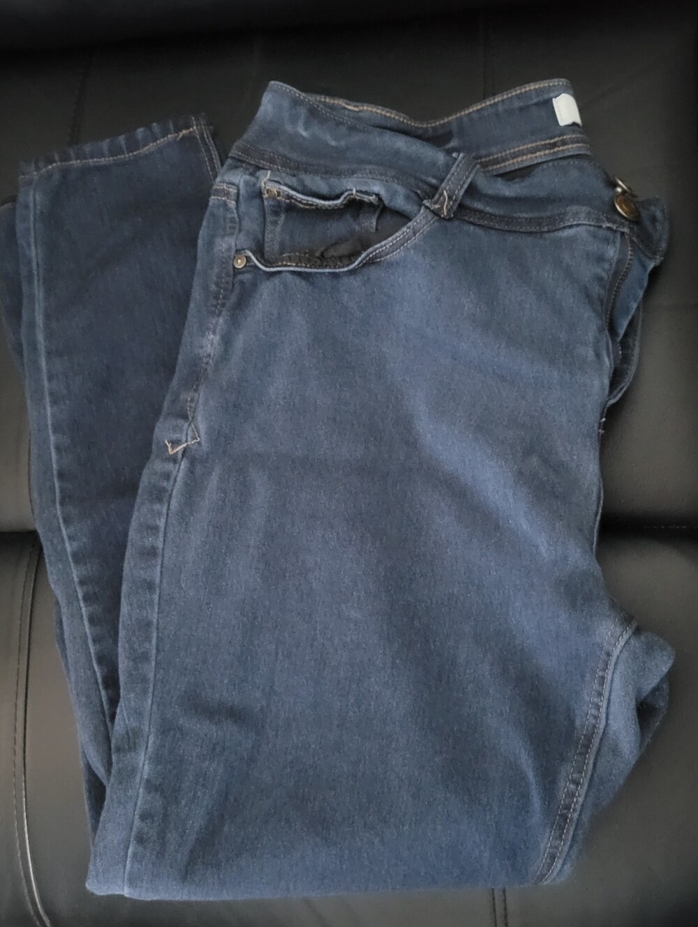 Angels Women's Dark Blue Stretch Jeans w/Contrast Stitching, Size 16W